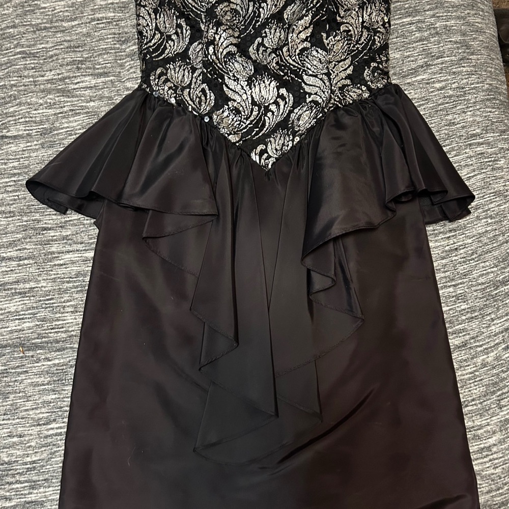 Retro pinup vintage Elegant Black and Silver Women's Dress
